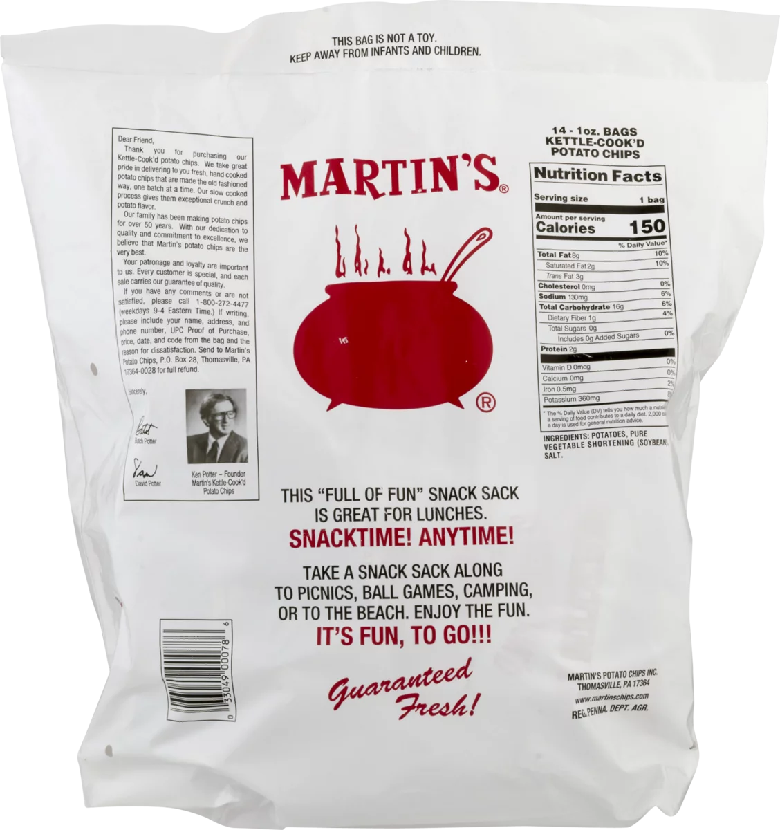 14 Count Kettle-Cook'd Potato Chip Snack Sack M883082