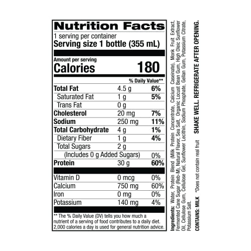 30g Grass Fed Protein Shakes Ready to Drink 12 FL Oz (Pack of 12) Chocolate V437