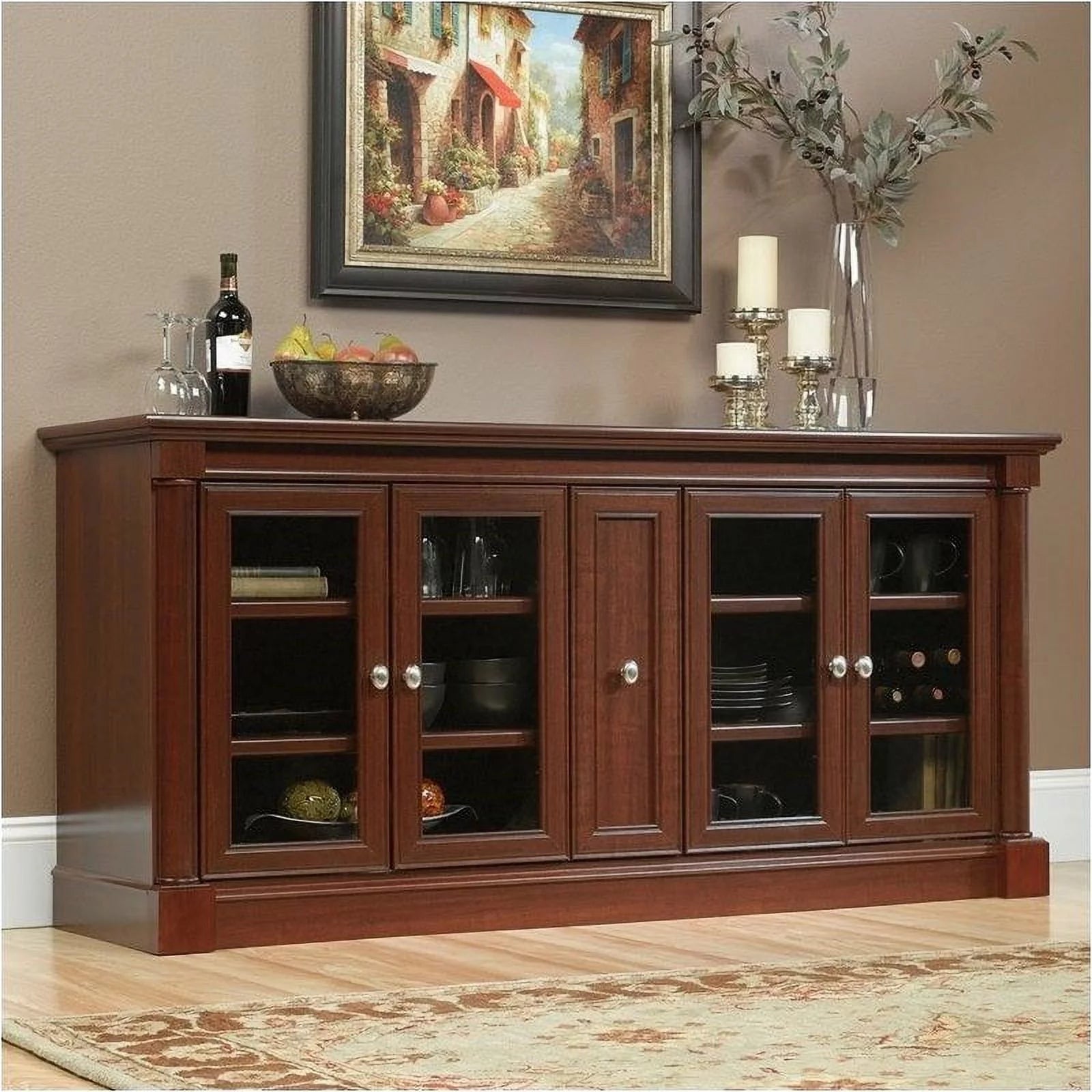 Cherry Entertainment Credenza with Cord Management L638