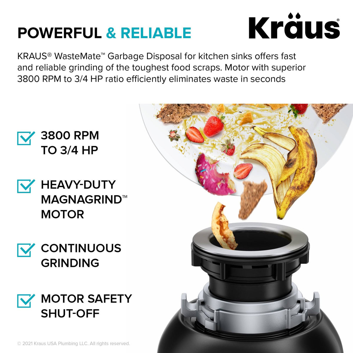0.75 HP Continuous Feed Garbage Disposal G889749