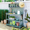 Green 65" Wooden Potting Bench with 4 Storage Shelves X132545