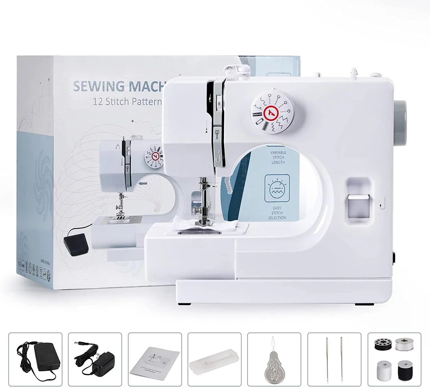 Portable Sewing Machine with 12 Built-In Stitches V447