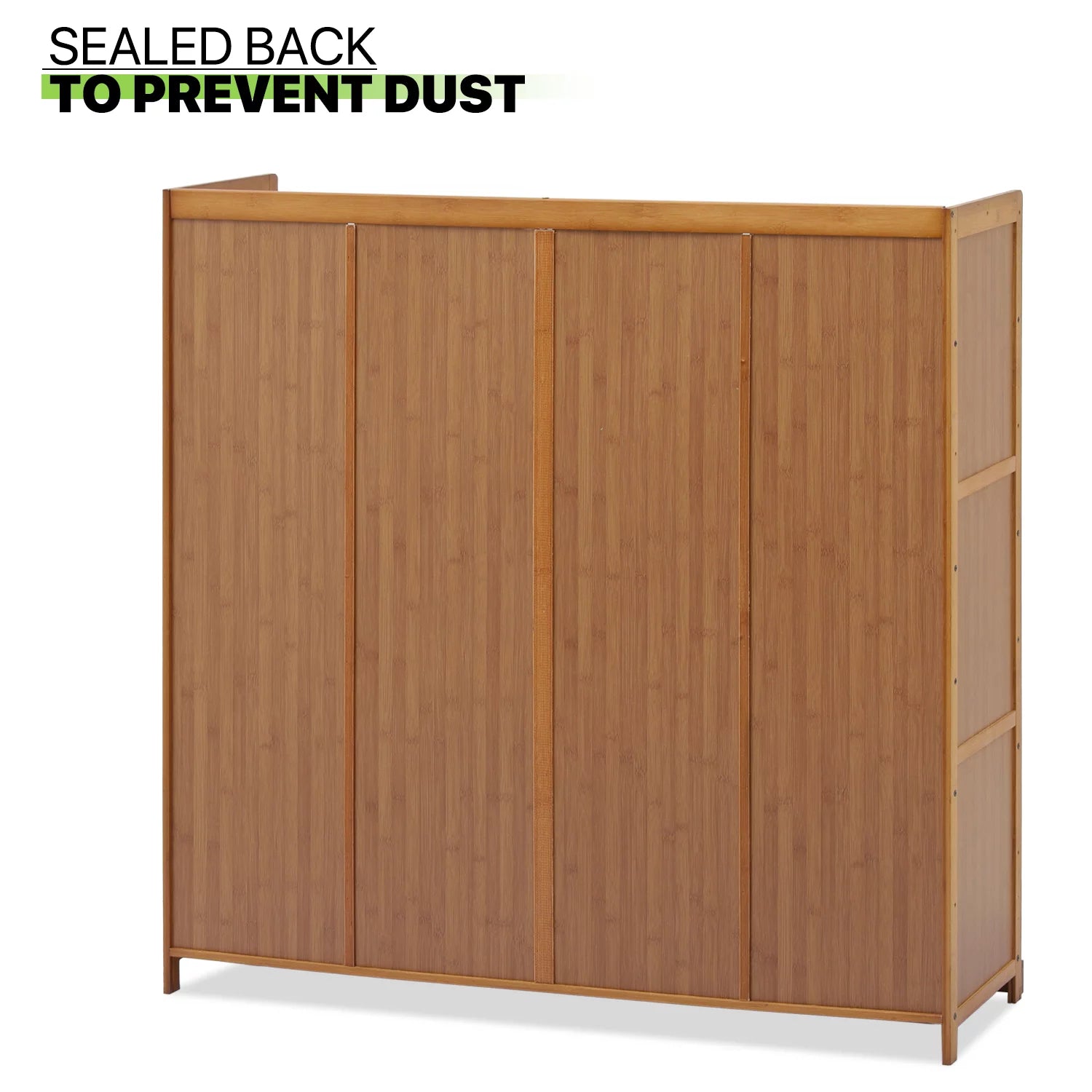 Bamboo 30 Pairs 7-Tier Shoe Cabinet with Folding Rattan Doors and Boots Compartments Q7994