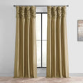 Ruched Faux Dupioni Silk Curtains 50 X 96 (1 Panel), Flax Gold O999