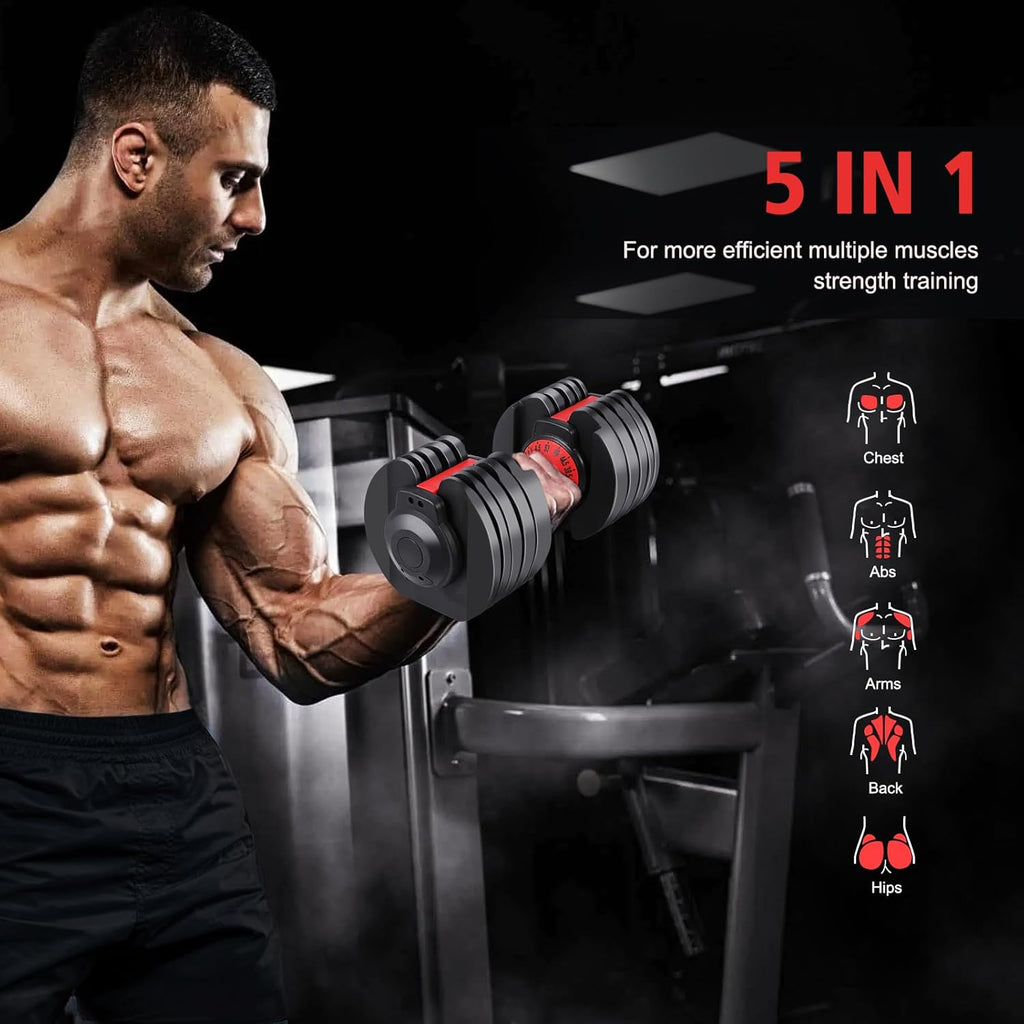 53LB 15 in 1 Adjustable Dumbbell Set with Anti-Slip Handle I85558