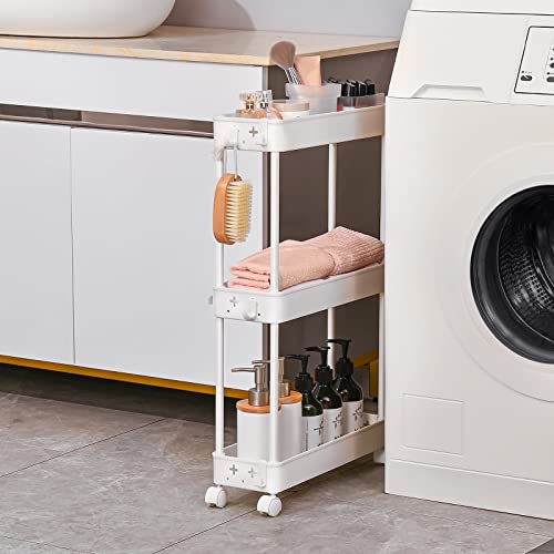 Slim Rolling Storage Cart, 4 Tier, White A940