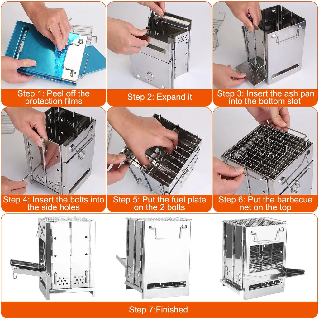 Folding Stainless Steel Camp Stove with Carry Bag M9020