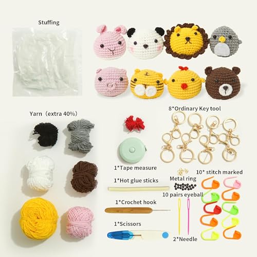 8 Packs Crochet Animal Kit for Beginners B611
