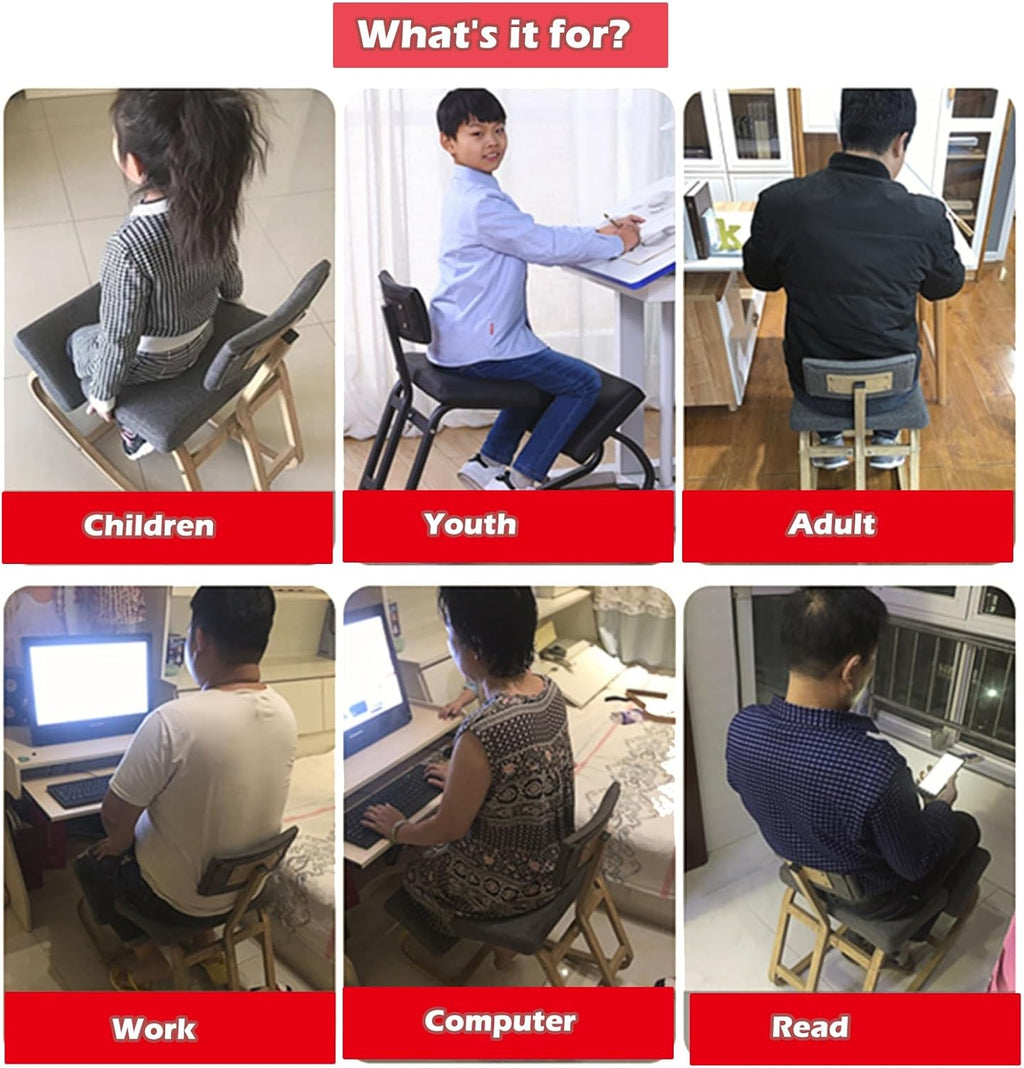 Gray Ergonomic Kneeling Chair with Back Support U63955