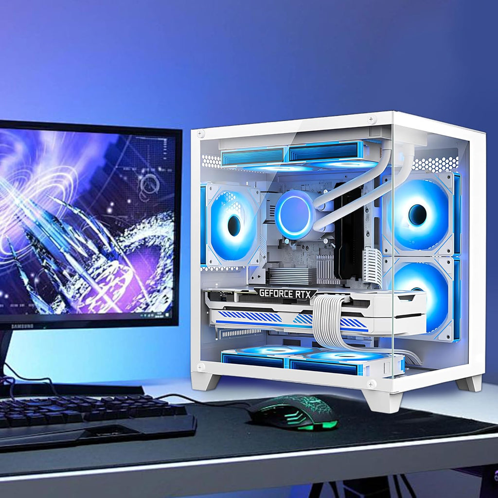 White Gaming PC with AMD Ryzen 5 5600X RTX 4060 16GB DDR4 RAM 1TB M.2 SSD X4555