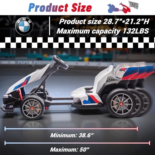 24V 9AH Electric Go Kart with Adjustable Seat, 7.5 MPH Drift Kart, 2 * 200W Motors, Grey P8267