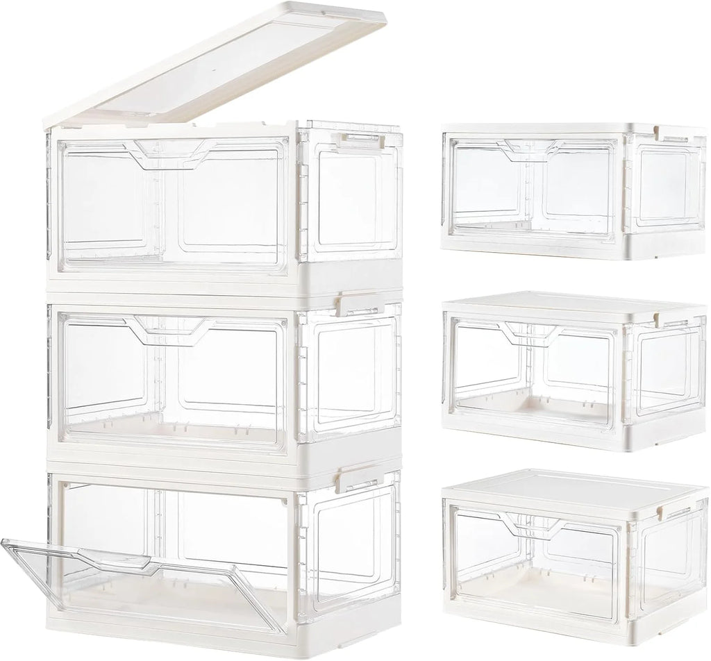 6 Pack Clear Stackable Plastic Storage Bins with Lids B545578