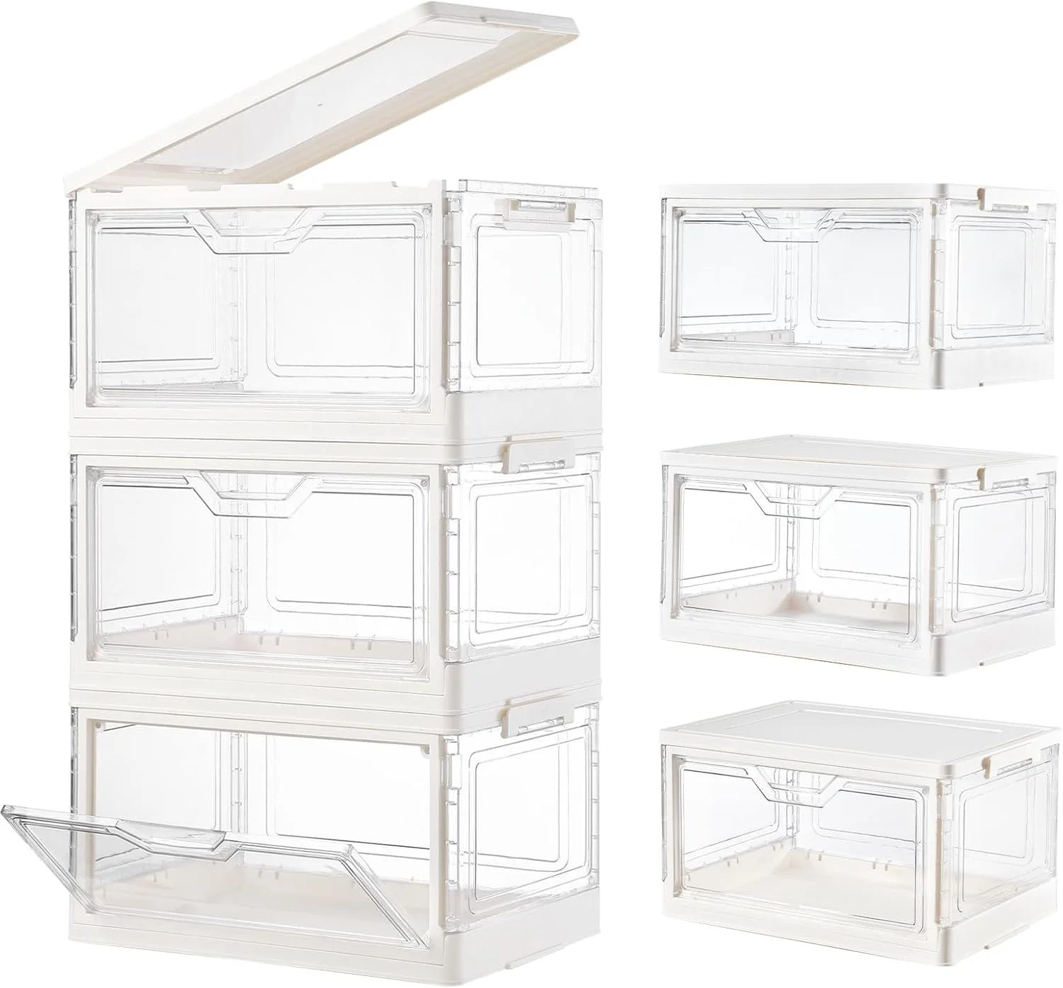 6 Pack Clear Stackable Plastic Storage Bins with Lids B545578