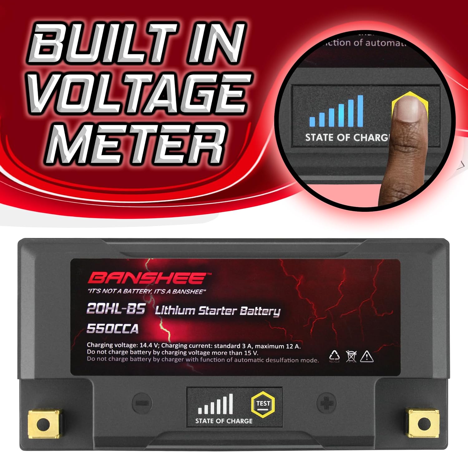 Lithium Motorcycle Powersport Battery YTX20L-BS 12.8V 18AH 550 CCA with BMS A5417