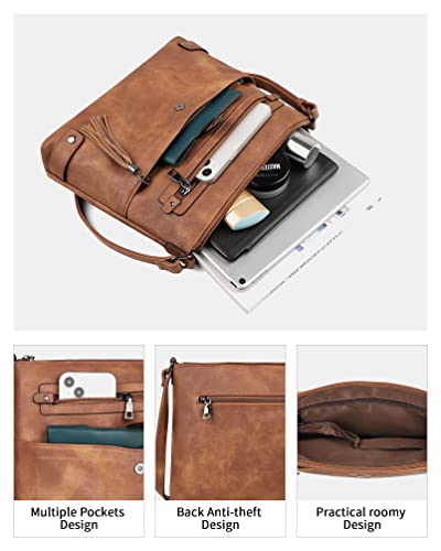Large Leather Crossbody Bag with Multi Pocket U44106