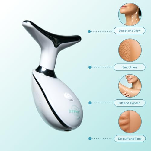 Neck Face Arms Legs Skin Tightening Lifting Lymphatic Drainage Massager Tool with LED Light Sonic Vibration Thermal Activation E955306