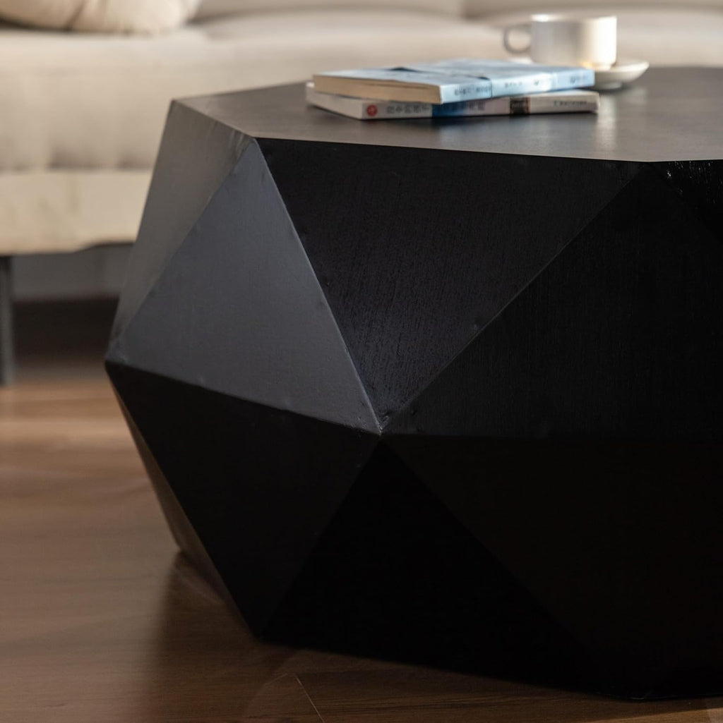 Black Round Wood Coffee Table C650