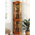 Lighted Corner Curio Cabinet Oak U52578