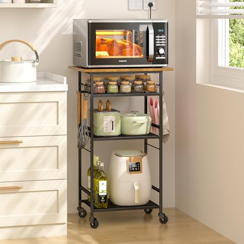 3 Tier Rolling Kitchen Microwave Cart with Adjustable Shelf G99378