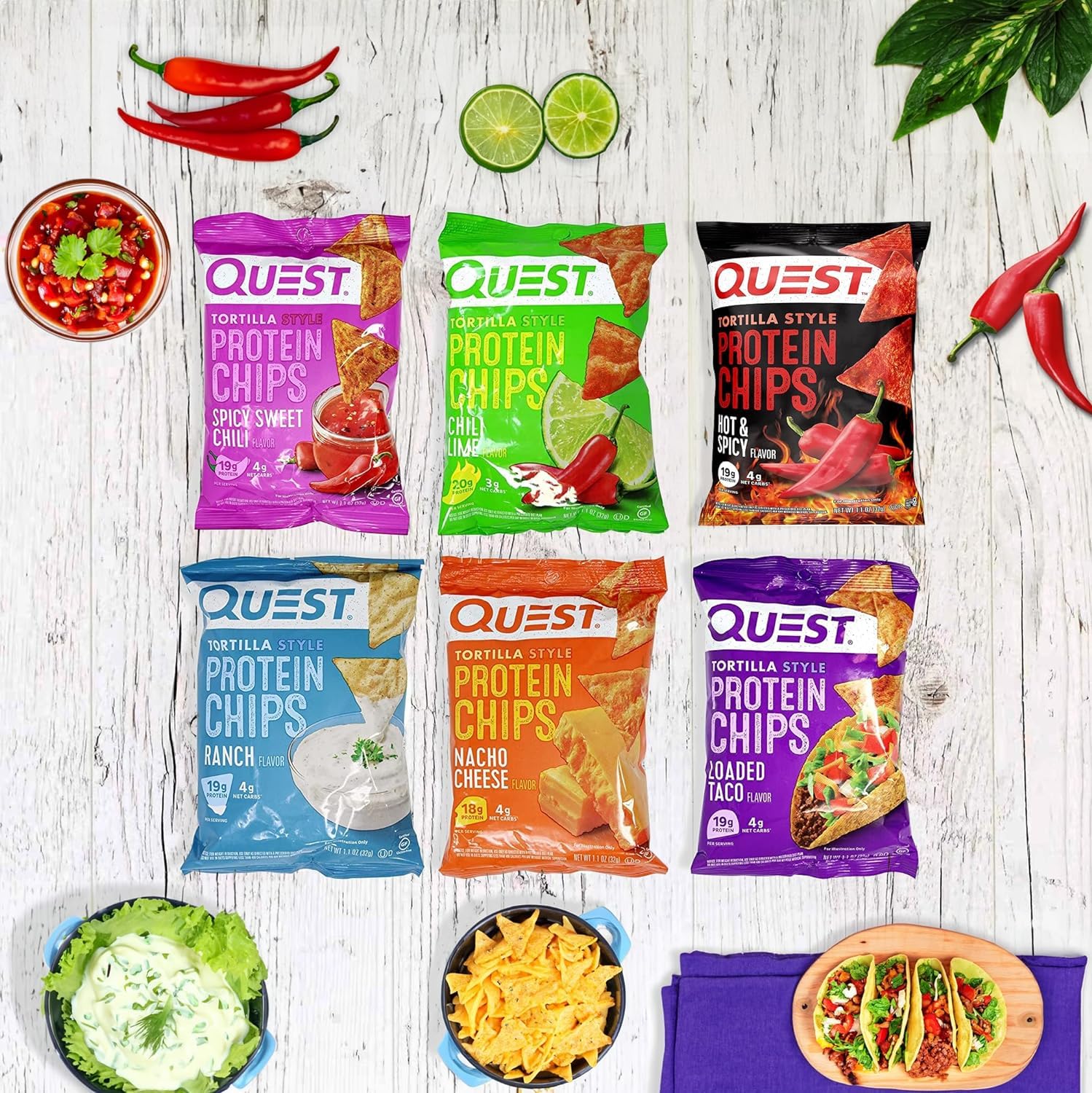Protein Chips Variety Pack, Assorted Flavors, 6 Pack, 1.1 Ounce P39333