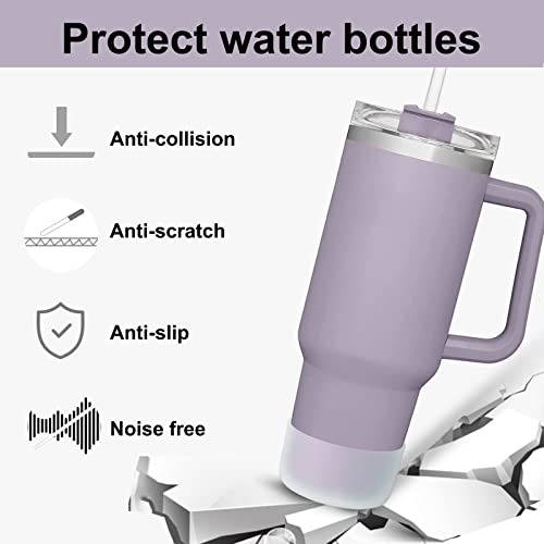 2Pcs Silicone Boot for Stanley 40 oz Quencher Tumbler & Stanley IceFlow 20oz 30oz, Protective Water Bottle Bottom Sleeve Cover (white) L7518