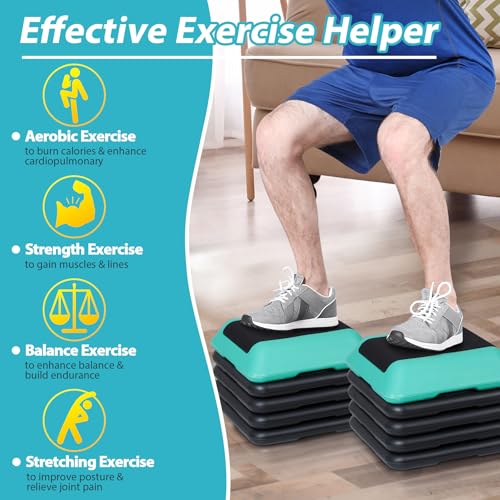 16" x 16" Adjustable Aerobic Stepper with 4 Risers, Green I25370