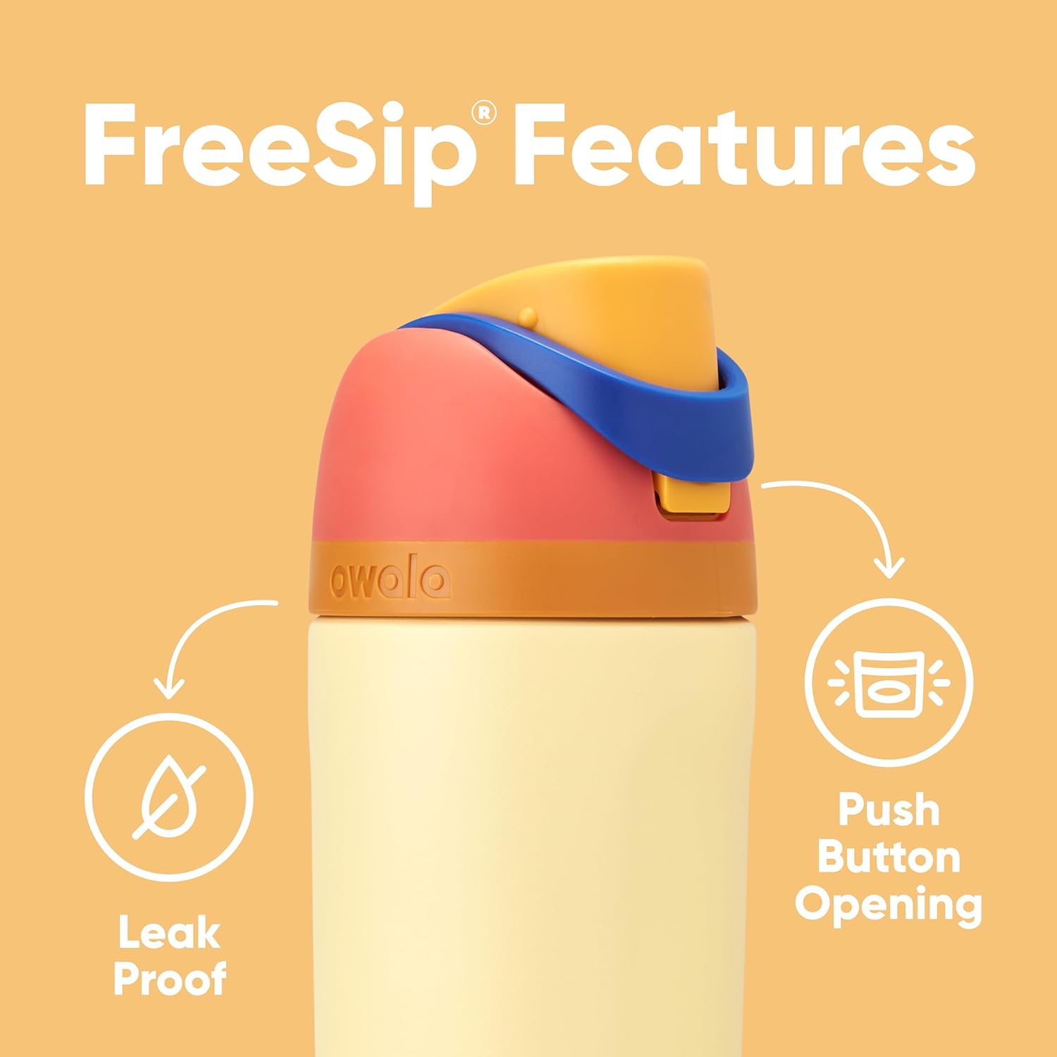 16 oz Insulated Stainless Steel Water Bottle with Straw and Push-Button Lid L7856