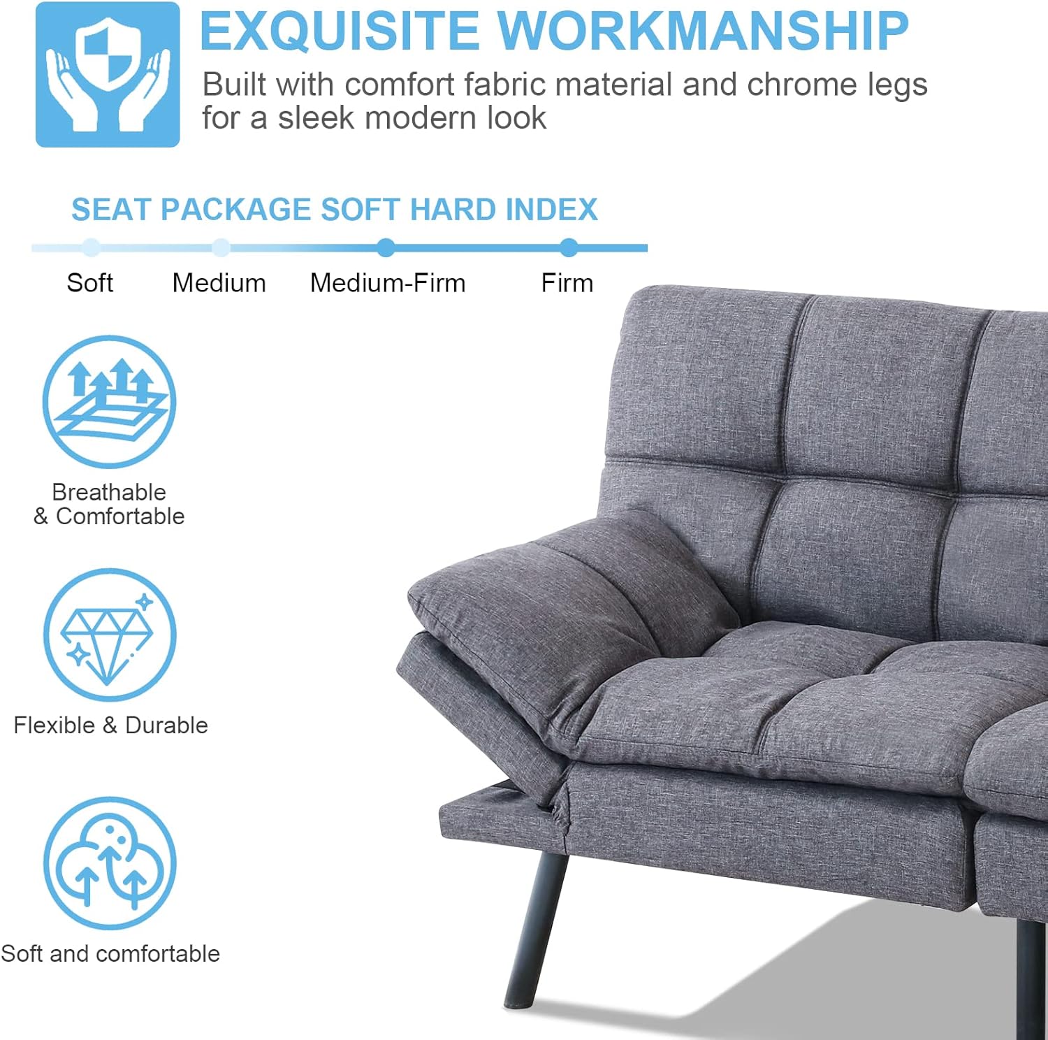 Grey Memory Foam Sleeper Sofa N394