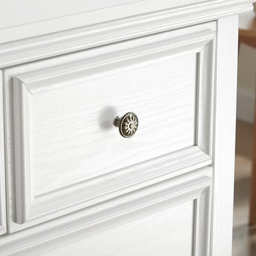 White 6 Drawer Dresser with Metal Handles W843