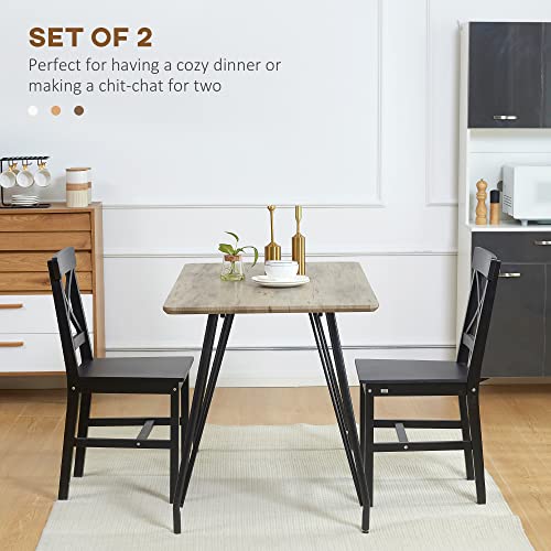 Black Wooden Cross Back Dining Chairs Set of 2 S77470