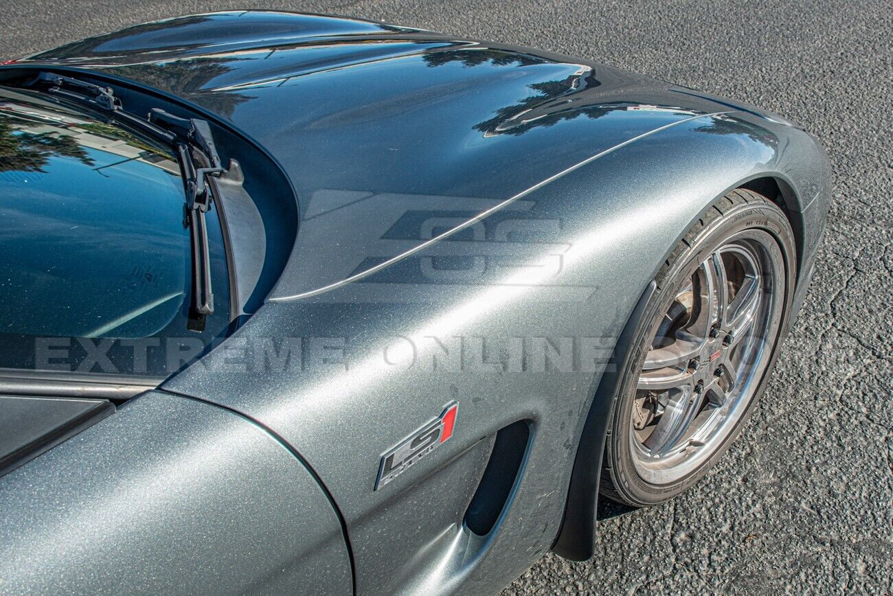 GM Factory XL Extended Style Front & Rear Side Splash Guards Mud Flap Pair ( ABS Plastic - Matte Black ) I79534