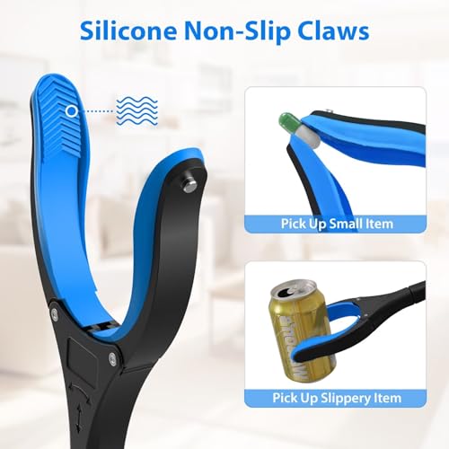 32" Foldable Reacher Grabber Tool with 360° Rotating Jaw & Magnet, Blue H120