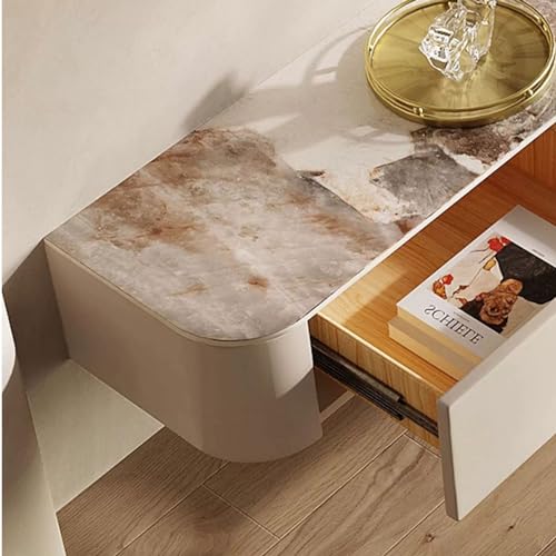 Floating TV Stand with Slate Tabletop, Wall Mounted TV Shelf, Wood Storage Hutch, 70.8/78.7 Inch F341