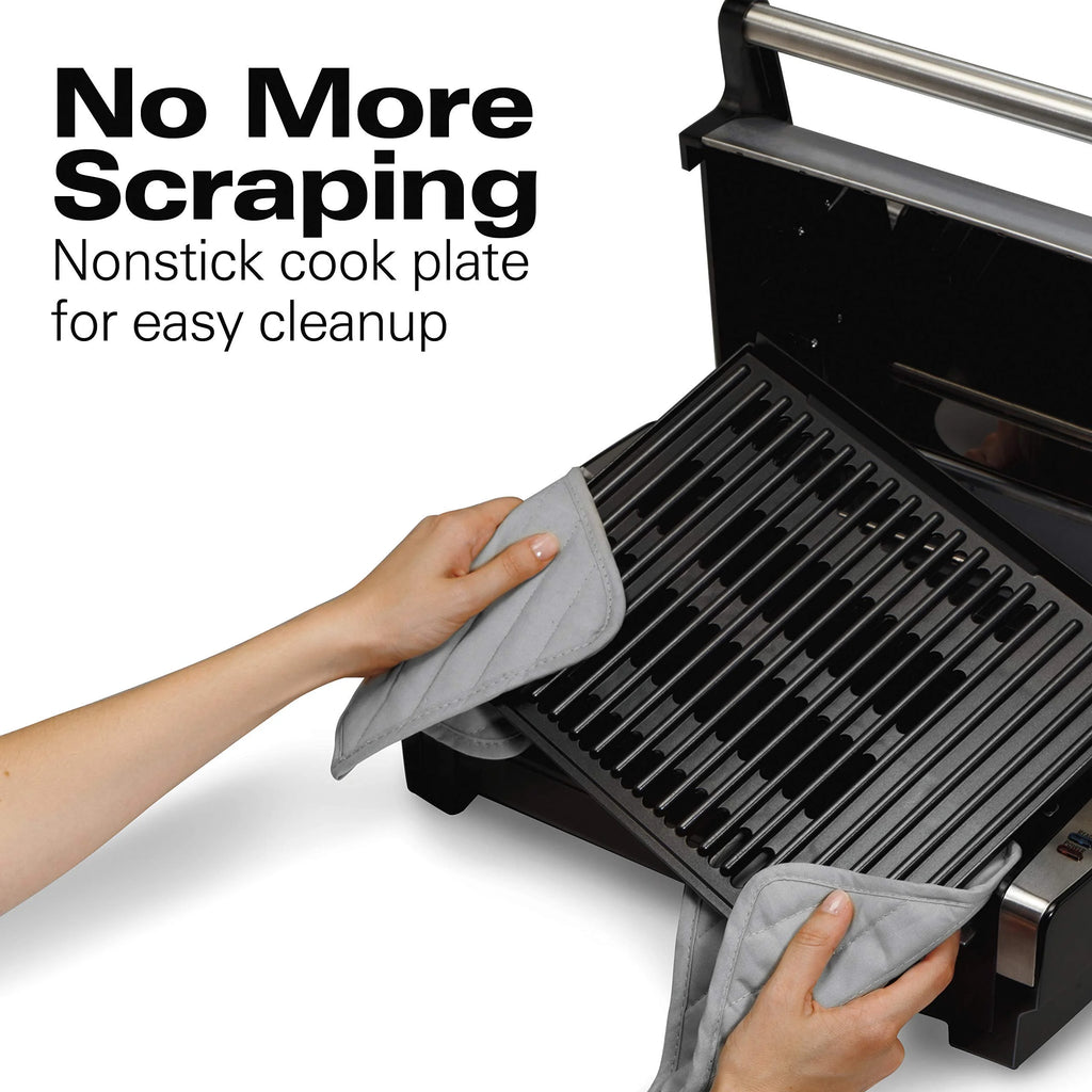 Electric Indoor Searing Grill with Adjustable Temperature Control, Removable Nonstick Grate, 118 sq. in. Surface, Stainless Steel F35669
