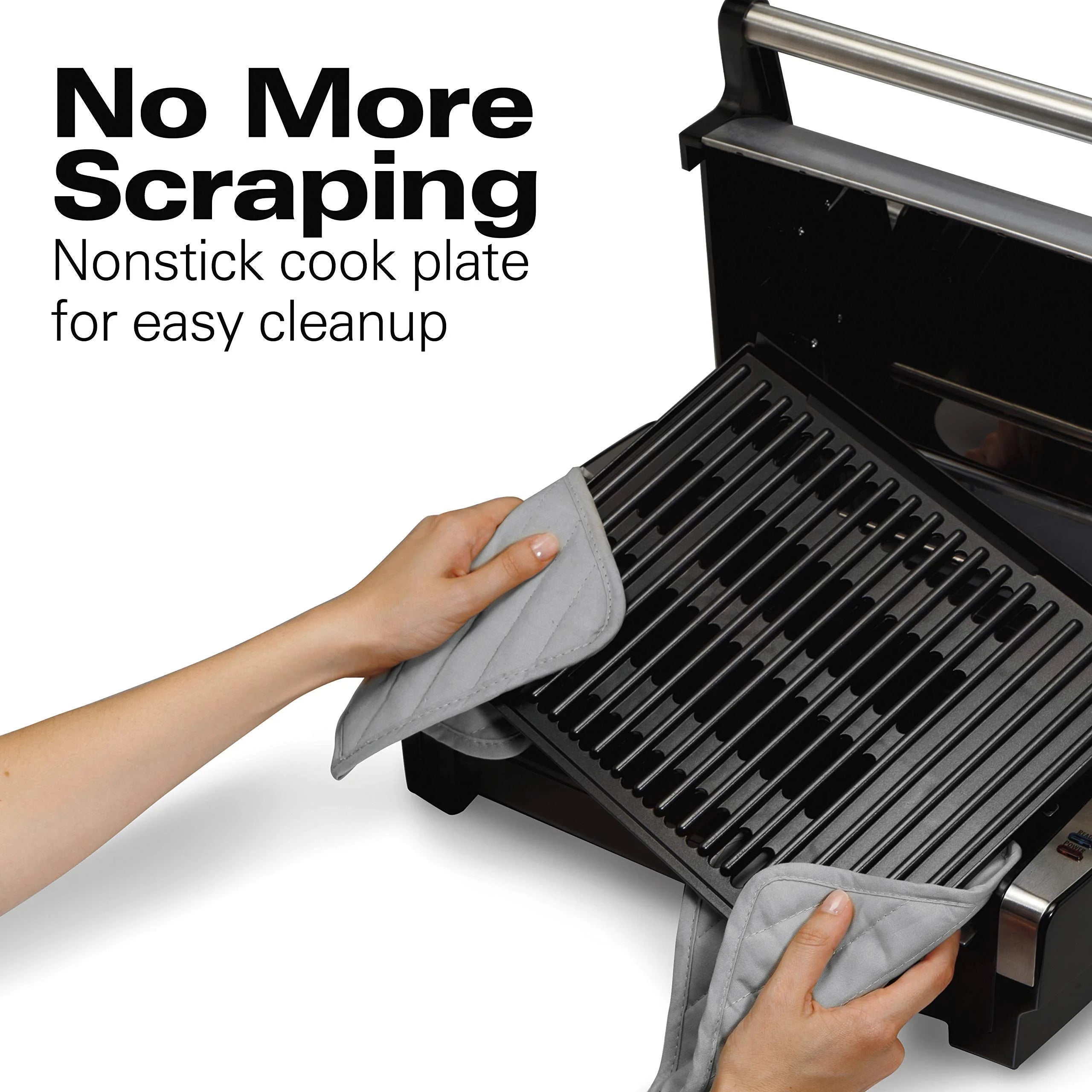 Electric Indoor Searing Grill with Adjustable Temperature Control, Removable Nonstick Grate, 118 sq. in. Surface, Stainless Steel F35669