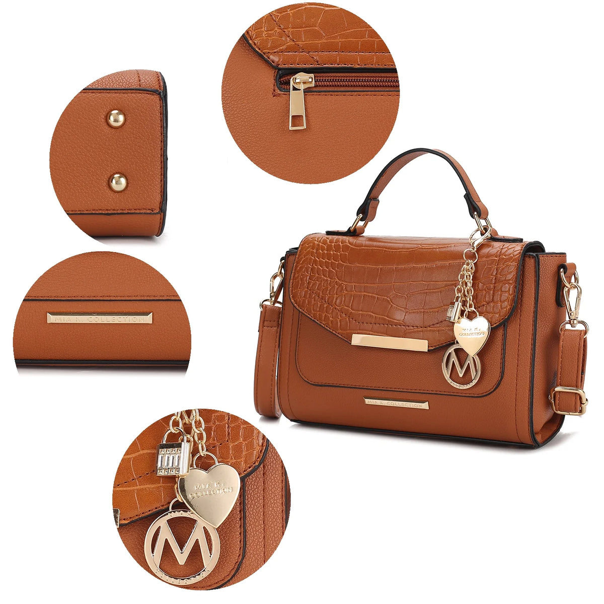 Croco Embossed Vegan Leather Shoulder Bag N44111