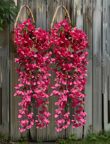 Fuchsia Artificial Silk Hanging Flowers Pack of 2 U367