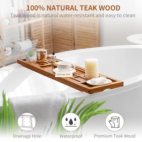 Teak Bathtub Tray with Expandable Handles C164