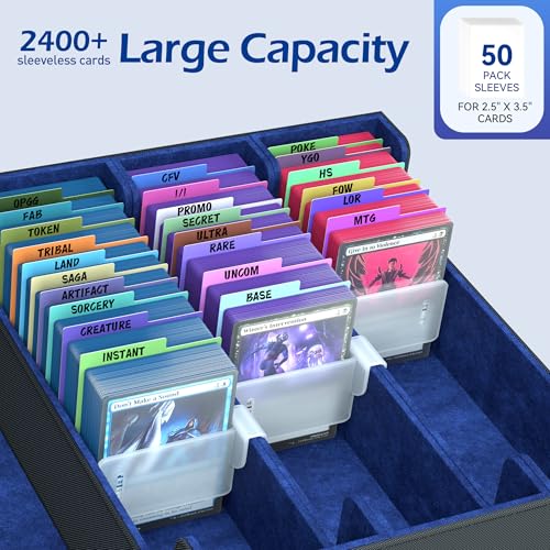 4-Row Trading Card Storage Box with 50 Sleeves & 24 Dividers R717