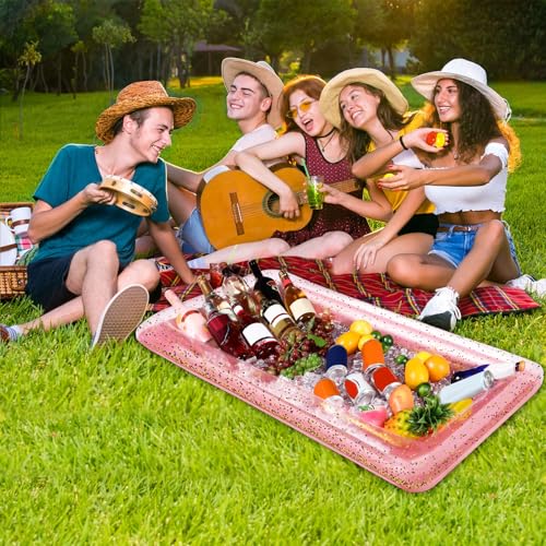 4 Pcs Inflatable Serving Bar Food Cooler Buffet with Glittering Confetti Inflatable Ice Tray M568