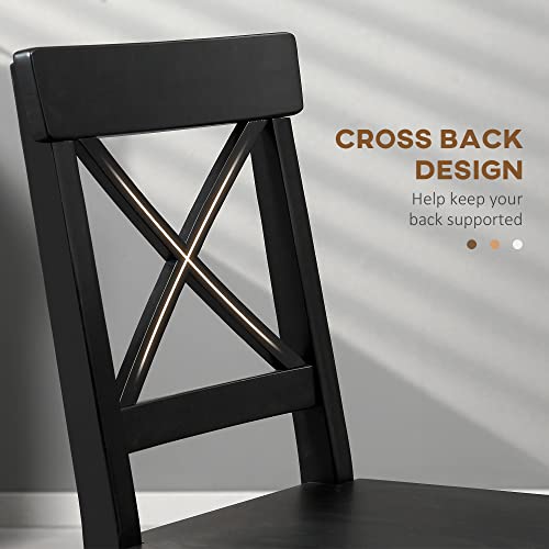Black Wooden Cross Back Dining Chairs Set of 2 S77470