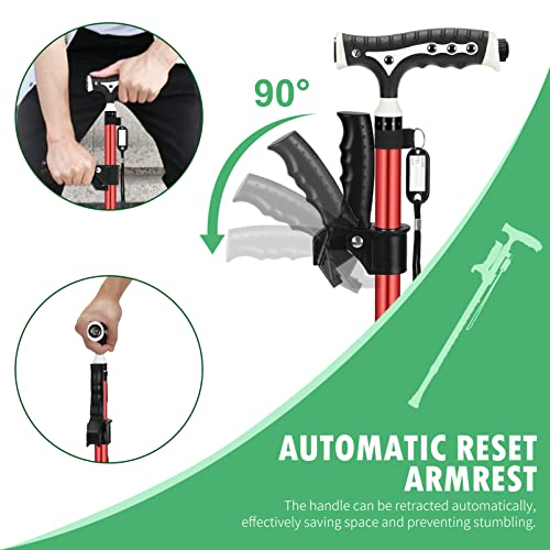 Aluminum Alloy Lightweight Height Adjustable Heavy Duty Foldable Walking Cane with LED O290