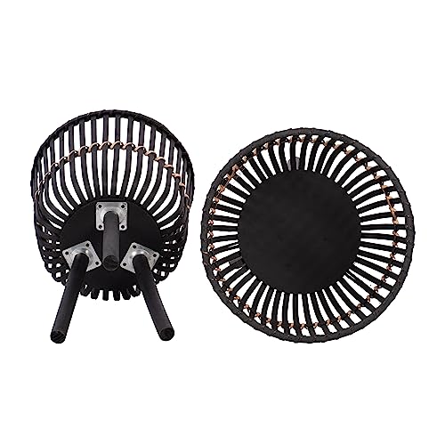 Set of 2 Bamboo Wood Planters on Stands, Brown/Black W43035
