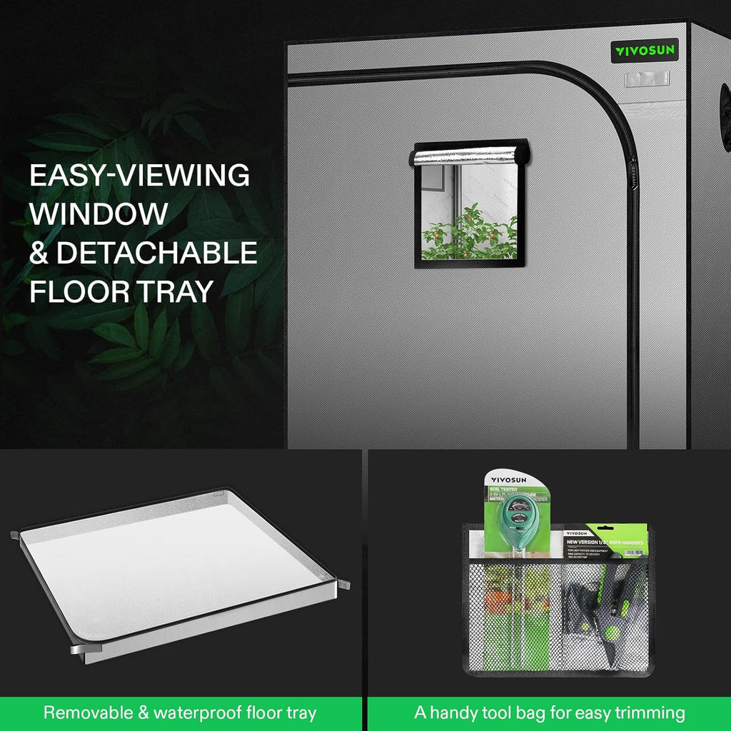 48"x24"x60" Grow Tent Kit with 100W LED Grow Light, 4 Inch Air Carbon Filter and 4-Inch 25-Ft. Air Ducting S1619