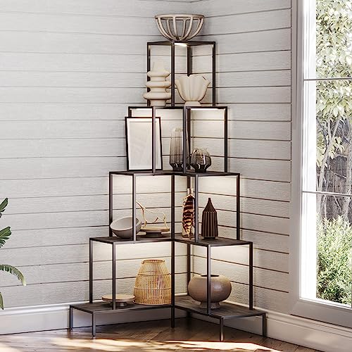 5-Tier Corner Bookshelf with RGB Light U71104