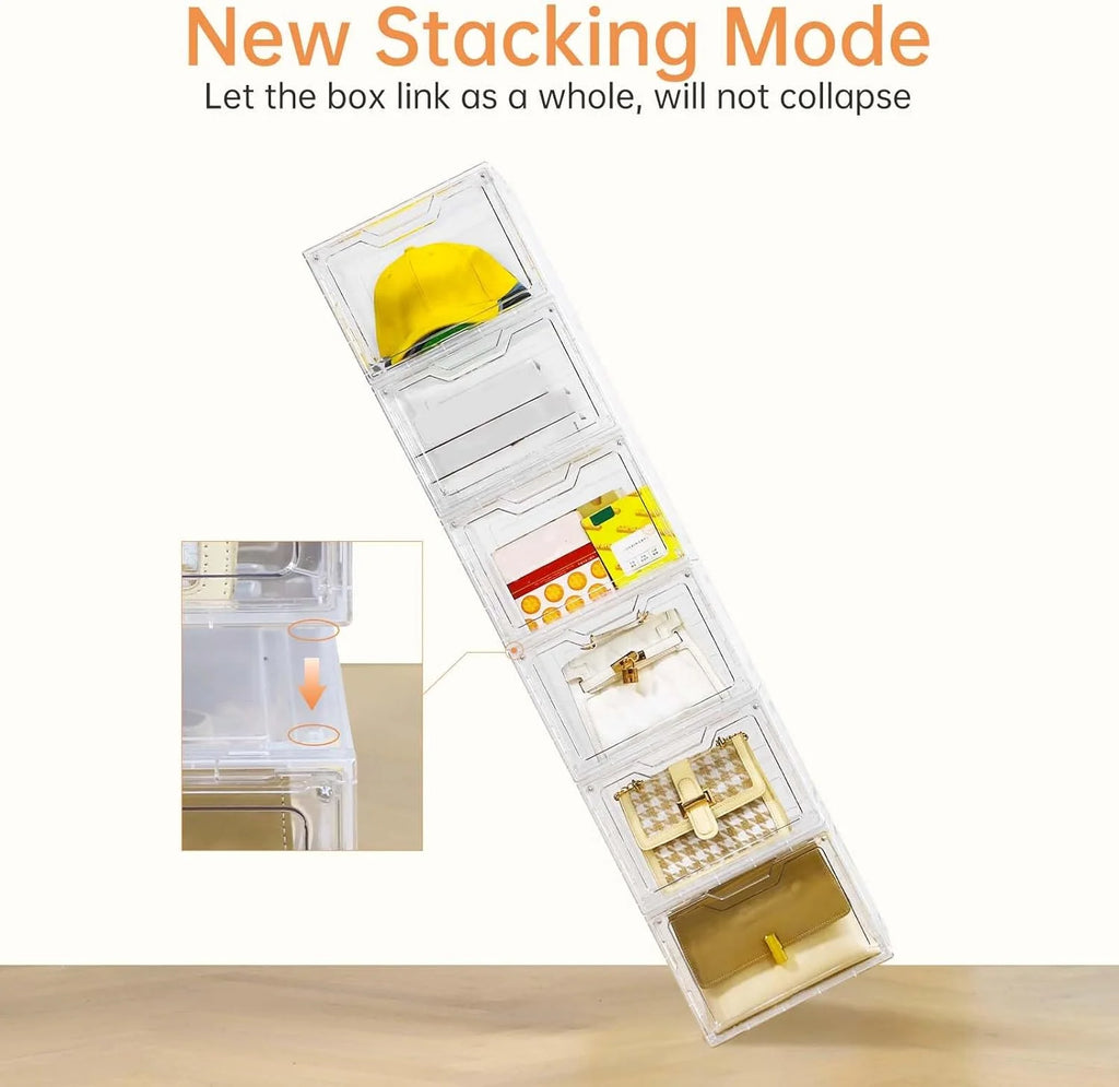 6 Pack Clear Stackable Plastic Storage Bins with Lids B545578