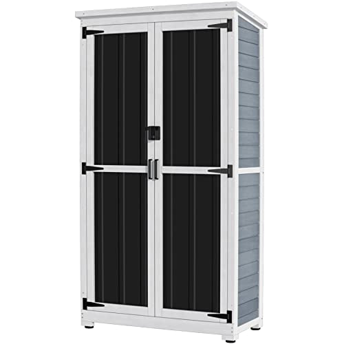 Outdoor Storage Cabinet Wood Metal Garden Shed 66" K867331