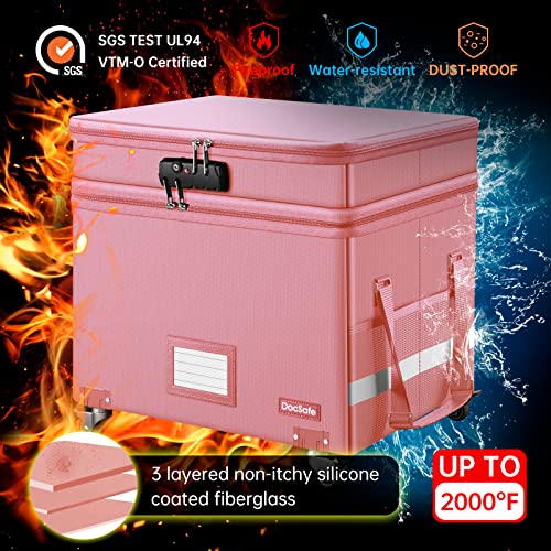 Gray Fireproof Document Box with Lock and Wheels E9914