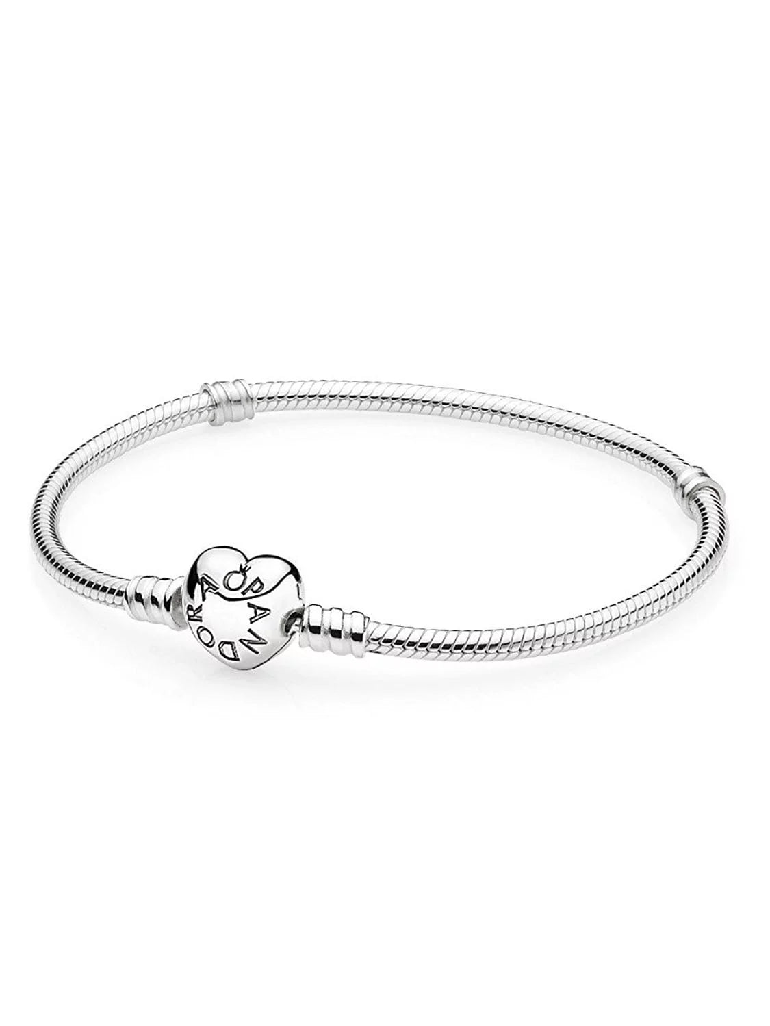 Sterling Silver Snake Chain Charm Bangle Bracelet S648