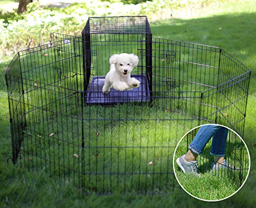 Black 8 Panel 24 Inch Pet Playpen F717